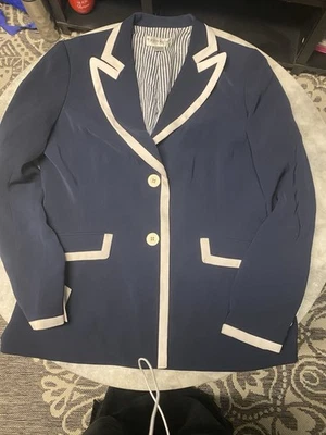 Chaqueta John Meyer of Norwich Azul Marino Con Cuello Borde Blanco Talla 12 Foto 1 de 3