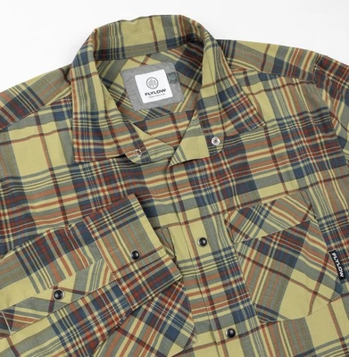 Flylow Royal Shirt Men's Large Pearl Snap Cycling Green Blue Plaid Wicking - Image 1 of 4