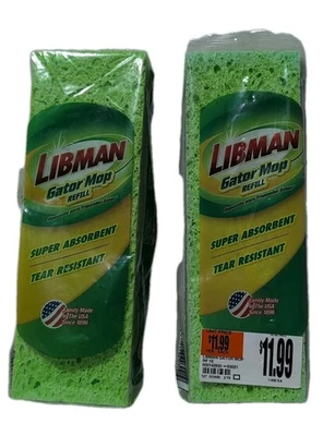 2x Libman Gator Sponge Mop Head Refills #03021 Standard 9" Tear Resistant - Image 1 of 3
