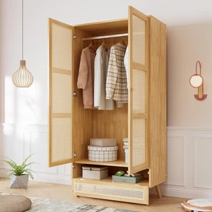 Armadio Con Asta, Armadio a 2 Porte, Camera Da Letto, Rete in Rattan, Soggiorno, - Foto 1 di 12