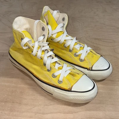 Vintage Converse Chuck Taylor Hi Top Mens 7 Made in USA Yellow Vtg NO BOX - Image 1 of 4