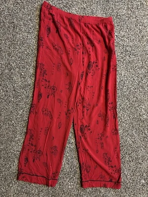 Soft Surroundings 休闲睡衣裤红色亚洲灯笼 Med H5 — 第 1/3 张图片