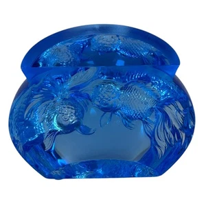 Pisapapeles de vidrio artístico Tittot azul pez dorado chino edición limitada - Imagen 1 de 12
