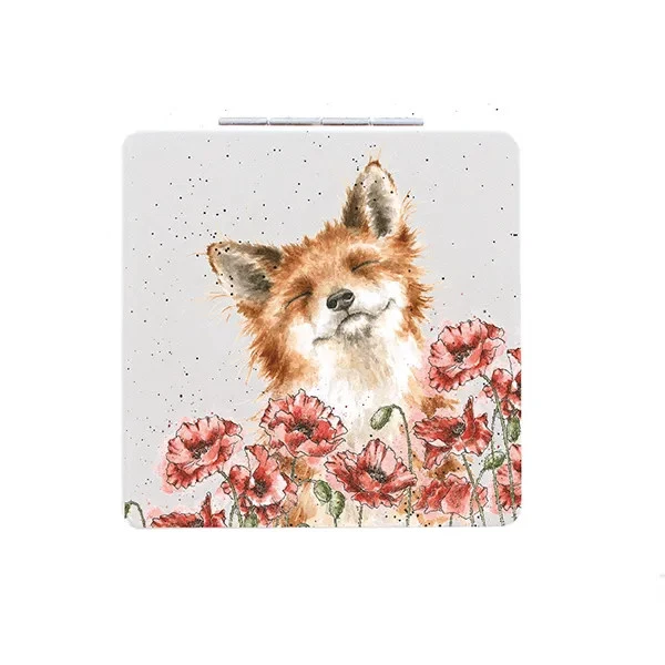 Wrendale Compact Mirror "POPPY FIELD" (Fox) by Hannah Dale