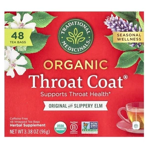 Organic Throat Coat®, Original with Slippery Elm, Caffeine Free, 48 Wrapped Tea - Picture 1 of 3