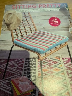 Stripy Garden Chair Cushion Knitting Pattern. - Image 1 of 2