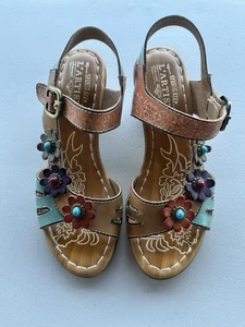 Sandalias L'Artiste by Spring Step de cuero con cuña multi florales 38/7,5 EE. UU. - Imagen 1 de 10