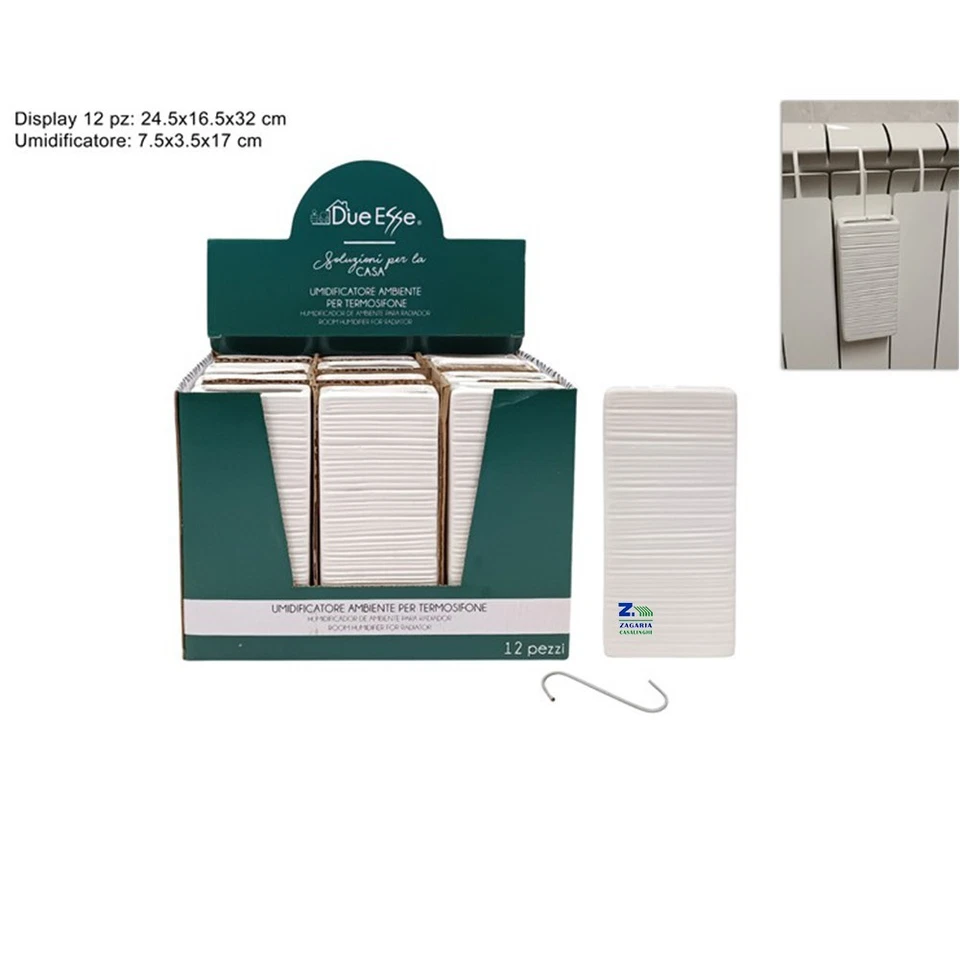 DUESSE 1 PZ EVAPORATORE UMIDIFICATORE BIANCO IN CERAMICA A RIGHE TERMOSIFONE ART.14891