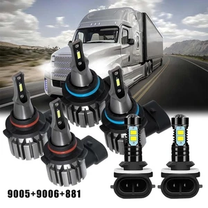 For Freightliner Columbia 05-17 6000K LED Headlight Hi/Lo Fog Light Bulbs Combo - Picture 1 of 14