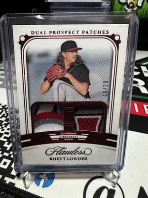 2024 Panini Flawless - Prospect Patch Rhett Lowder DP-RL Ruby /20 (AU, MEM, RC) - Image 1 of 2