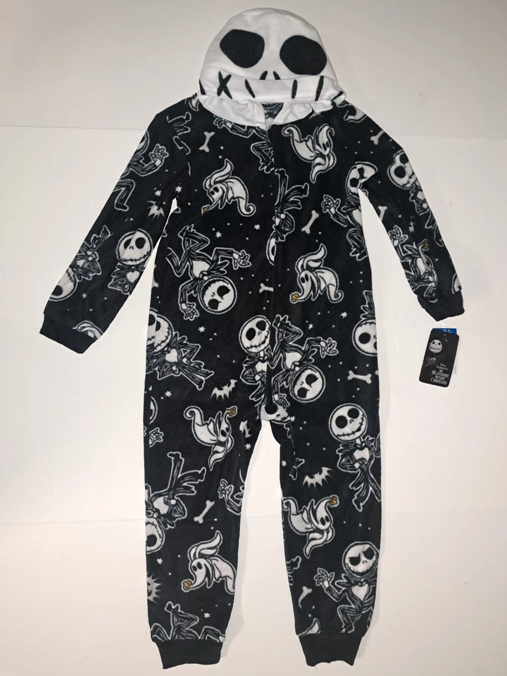 Pesadilla Antes De Navidad Niños Jack Skellington Pijama Unión Traje Capucha Talla 6/7 Foto 1 de 4