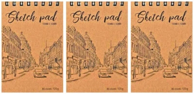 3x Spiralblock Skizzenbuch 80 Blatt Skizzen Zeichnen Block Malen Skizzieren NEU - Bild 1 von 4