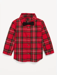 Old Navy Baby Boy Long-Sleeve Poplin Shirt & Bow-Tie Set Size 0-3 3-6 Months $23 - Picture 1 of 3