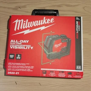 Milwaukee 3522-21 USB Rechargeable Green Cross Line & Plumb Points Laser NEW! - Picture 1 of 7