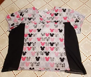 DISNEY Gray/Pink/Black MICKEY MOUSE Scrub Top Shirt Sz 3XL Nurse Healthcare - Picture 1 of 9