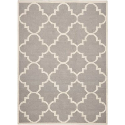 SAFAVIEH Dhurries DHU633G Handwoven Dark Grey /Ivory Rug - Image 1 of 4