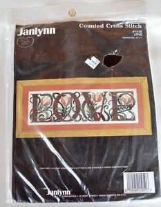Vintage 1988 versiegelt Janlynn gezählt Kreuzstich Kit #11-59 Liebe mit Tulpen 18" x 7" - Bild 1 von 6