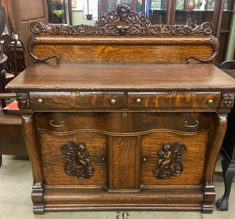 Rare & Unusual Jenny Lind Victorian Oak Sideboard. Possible Shipping??zip Cover