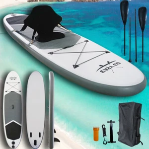 Easy Go Grey Inflatable Stand Up Paddle Board Sup Surfboard 126" Kayak Seat - Picture 1 of 10