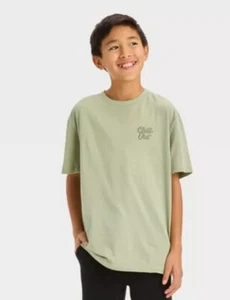 Boys' Short Sleeve Graphic T-Shirt 'Chill Out' - art class Size M 8 Green - Picture 1 of 2