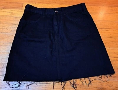 Falda vaquera H&M para mujer 6 negra corte dobladillo crudo elástico 100 % algodón Foto 1 de 4