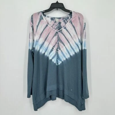 Túnica Té Verde Mujer XL Rosa Azul Tie Dye Capas Yoga Atletismo Elastizada Foto 1 de 4