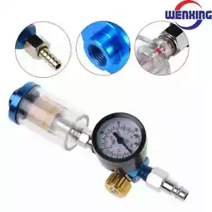 Spritzpistole Luftregler Manometer + Inline Wasserfallenfilter + Adapter Druckluftwerkzeuge - Bild 1 von 27