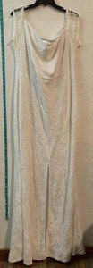 White Floral Floor Length Wedding Gown , Lace Shoulder Sleeves Floral White Gown - Picture 1 of 5