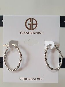 Giani Bernini Small Twisted Hoop Earrings in Sterling Silver, 1"