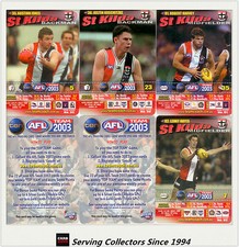 2003 AFL Teamcoach How To Play Trading Card Team Set St Kilda (9)