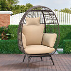 Teardrop Egg Chair Patio Wicker Oversized Freestanding Lounger Outdoor W/cushion