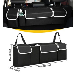 Oxford Car Cargo Back Seat Storage Bag Trunk Organizer Parts Black w/ 4 Pocket - Picture 1 of 12