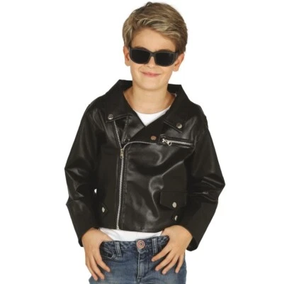 Chaqueta de Vestir de Cuero Aspecto Elegante para Niños Niños Rockstar Chaqueta de Cuero Sintético fg Foto 1 de 4
