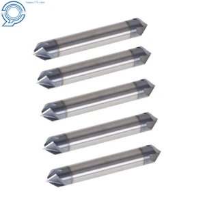 5PC Double End 3/8" 4 Flute 90 Degree 2-1/2" Overall Length Carbide Chamfer Mill - Picture 1 of 18