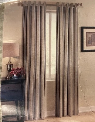 Бесплатная доставка Phoenix 4-в-1 оконные панели темно-синий полоски 40 x 95 100% хлопок - Изображение 1 из 4