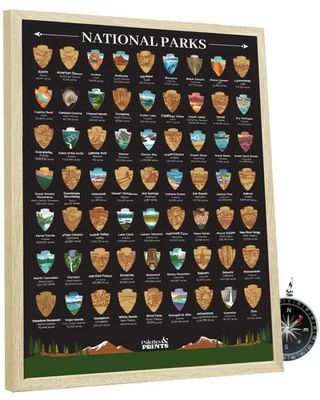 Framed US National Parks Scratch Off Poster - National Park Gifts - National - Image 1 of 4