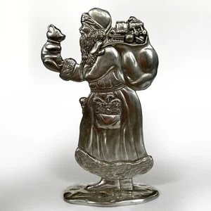 Vtg Pewter Santa Claus w/Teddy Bear Toy Bag Seagull Pewter Canada 1988 5 1/2"h - Picture 1 of 10
