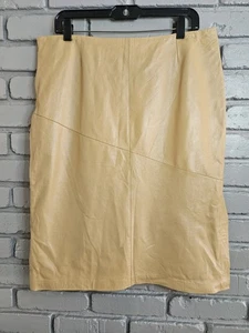 Garson Damen Leder Bleistiftrock Größe 14 Hellbraun Knielang Gefüttert Seitenreißverschluss Schlitz - Bild 1 von 7