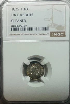 1835 Capped Bust Half Dime -  NGC UNC Details - Very Nice Coin - Image 1 of 3