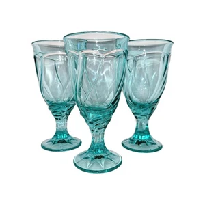 Vtg Noritake Sweet Swirl Aqua Iced Tea Glass Goblets 3 Glasses 7⅜" Green Blue A+ - Picture 1 of 16