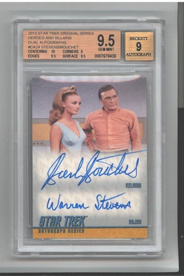 Gem Mint Dual Star Trek Autograph Barbara BOUCHET Warren STEVEN Auto JAMES BOND - Image 1 of 2