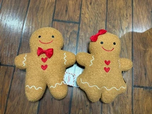 Christmas/Holiday Set of 2 Gingerbreads Decorative plush pillows - Picture 1 of 8