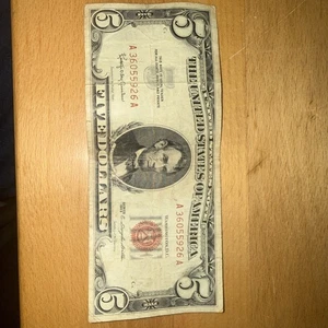 1963 Red Seal Five Dollar Note $5 Bill US Currency - Picture 1 of 2