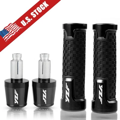 For Yamaha YZF R3 R6 R1 Motorcycle Handlebar Hand Grips Handle Bar End Cap 7/8" — 第 1/4 张图片