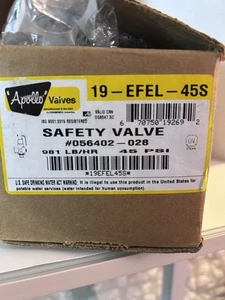 APOLLO 19EFEL45S 45PSI 1" Safety Valve - Picture 1 of 8