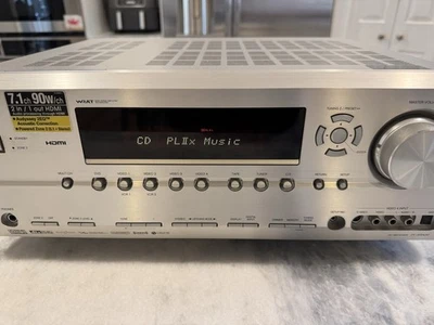 Onkyo TX-SR604 HDMI 7.1 AV Receiver Surround Sound 90 Watts X 7 Silver Tested - Image 1 of 4