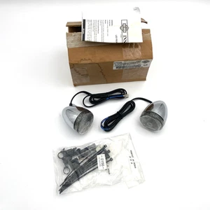 oem Harley 67800060 Chrome Bullet LED Front Turn Signals Smoke Lens Softail Dyna - Picture 1 of 8