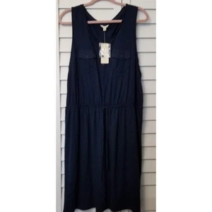 NWT Women's Sonoma Size XL Sleeveless Navy Blue Tank Dress Tie Waist - Picture 1 of 11