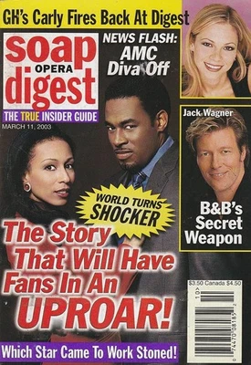 Soap Opera Digest Mar 11, 2003 TAMARA TUNIE-VINCENT IRIZARRY-PASSIONS VIEW GUIDE - Image 1 of 4