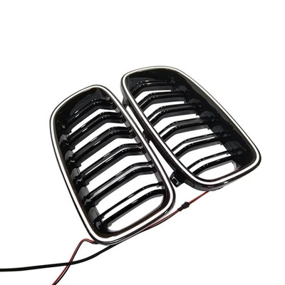 Черная передняя почечная решетка со светодиодной подсветкой для 2012–2018 BMW F30 3 серии 320i 328i - Изображение 1 из 4